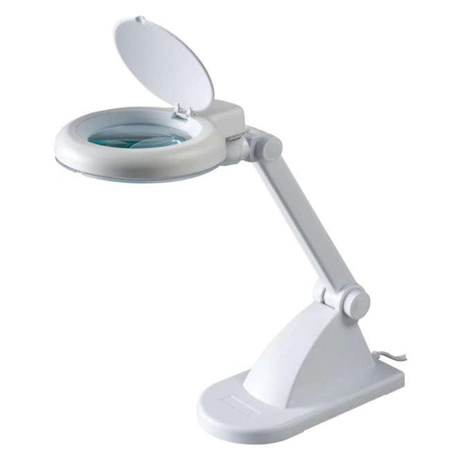 MAGNIFIER DESK LAMP x3x8 60-LEDS 110VAC/220VAC 8611AL-WT-EU