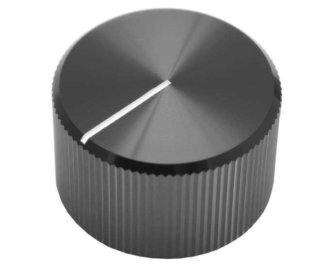 METAL KNOB OD=15mm H=12.5 FOR 6.35mm DIA SHAFT BLACK - 50/BOX A-1512-BLACK
