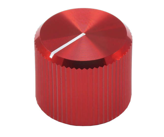 METAL KNOB OD=15mm H=12.5 FOR 6.35mm DIA SHAFT RED - 50/BOX A-1512-RED