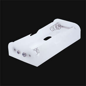 BATTERY HOLDER WHITE 4xSIZE=D WITH CLIP   A-306-WT
