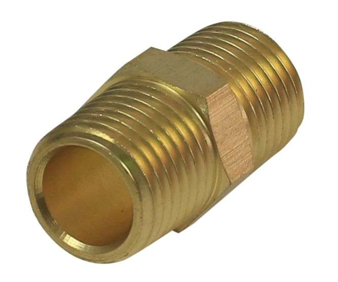 PNEUMATIC THREAD COUPLER BRASS NIPPLE 1/4-1/4 MALE-MALE ACOUPF-002