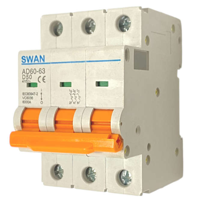 MINI D/R CIRCUIT BREAKER 50A 3P 6KA D-CURVE AD60-6350-D
