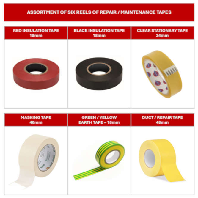 ASSORTMENT OF SIX REELS OF REPAIR / MAINTENANCE TAPES AS-IT-1-01