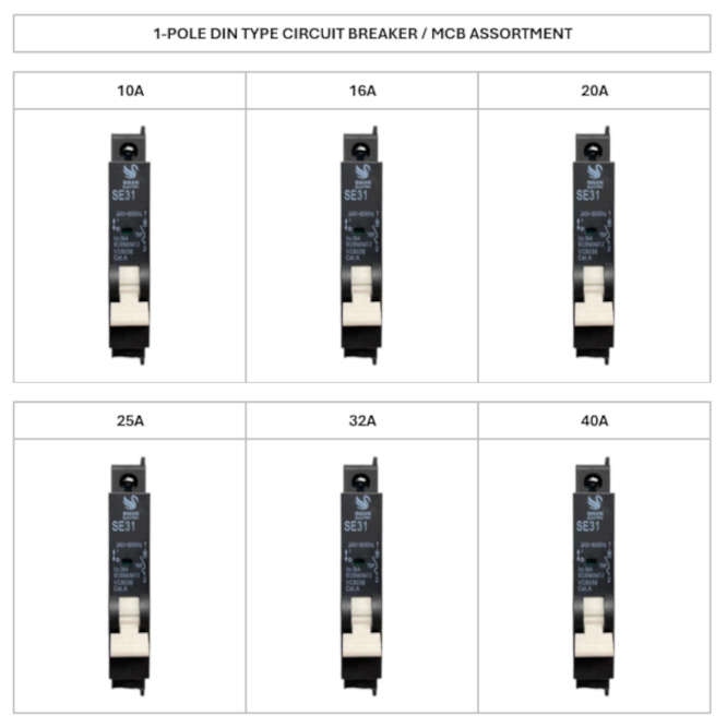 ASSORTMENT OF 12 SAMITE 1-POLE 3KA CIRCUIT BREAKERS 10A-40A AST-SE31-A