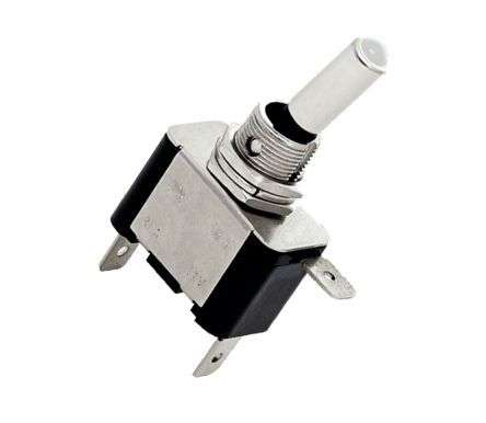 MINI TOGGLE SWITCH SPST ILUMINATED WT 12V LED 20A ASW-07D-WT