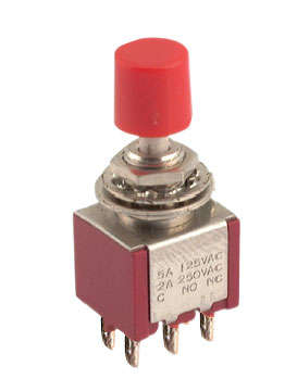 PUSH BUTTON SWITCH MN DPDT ON-MOM SOL RED B068ES