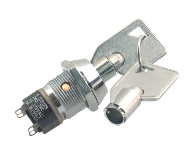 KEY SWITCH LARGR ROUND KEY 4-TERMINALS B0900 SAME KEY=10012