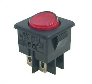 ROCKER SWITCH ILLUM DPST 16A 25x25mm B1293-RED
