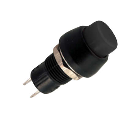 PUSH BUTTON SWITCH LATCHING SPST 3A BLACK SOLDER M10 D=15mm B167A-BK