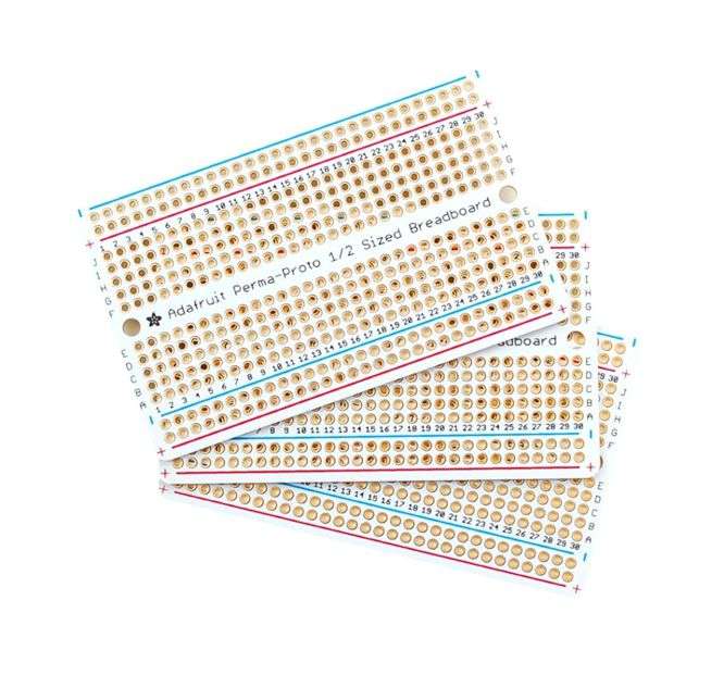 1/2 SIZE SOLDERABLE PCB 170 HOLES 50x80mm - 3P/PACK 200075