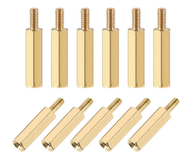 NICKEL PLATED BRASS METAL PCB SPACER MAL-FEM M3x30x6mm 500/B V6256K