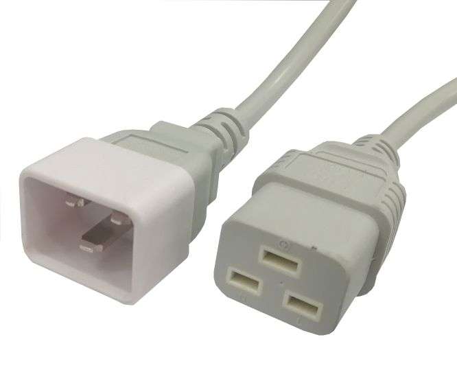 C19 IEC SOCKET -C20 IEC PLUG MOULDED LEAD GREY - 2m PC-MAEC19C20153GY2