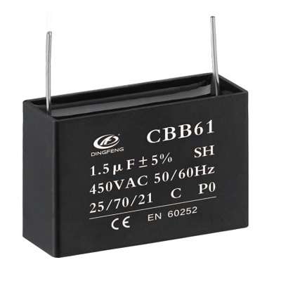 CAPACITOR C/FAN 1.5uF 450VAC PCB PINS P=33mm CBB61B-1.5UF-450VAC