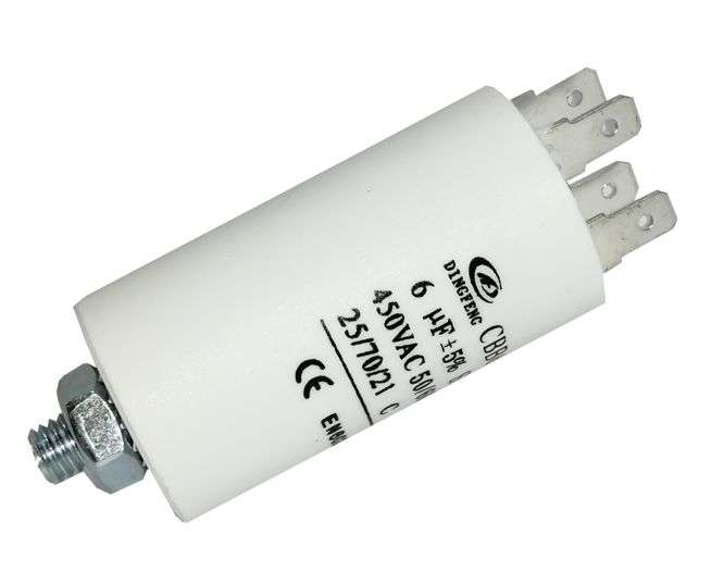 MOTOR RUNNING CAPACITOR 6uF 450V STU/TER 30x57MM CBB60-E-6UF-450VAC