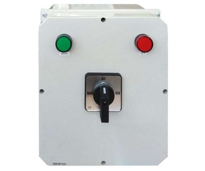 CHANGE OVER SWITCH 4-POLE PVC ENC 32A  COS-4-32-ENC