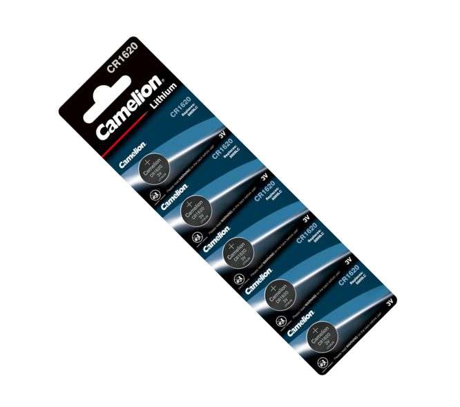 LITHIUM COIN BATTERY 3V 70mAh 16x2mm 5P/CARD CR1620-BP5