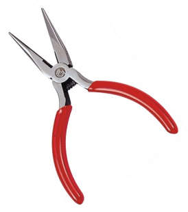 SERRATED LONG NOSE PLIER 125mm RED HANDLE BK-071
