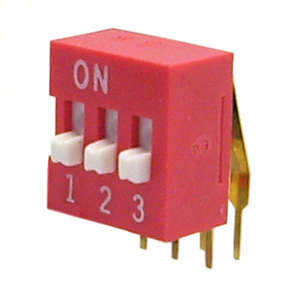 DIP SWITCH 3W ON-OFF R/A RED NDA-03V