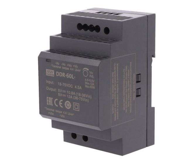DC-DC CONVERTER D/R I=48 O=12VDC 5A DDR-60L-12