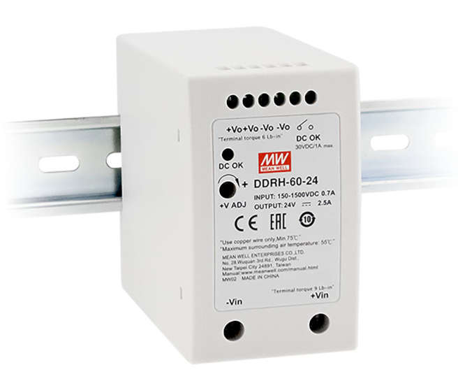 DC-DC CONVERTER D/R IN=150-1500 OUT=24V 2.5A DDRH-60-24