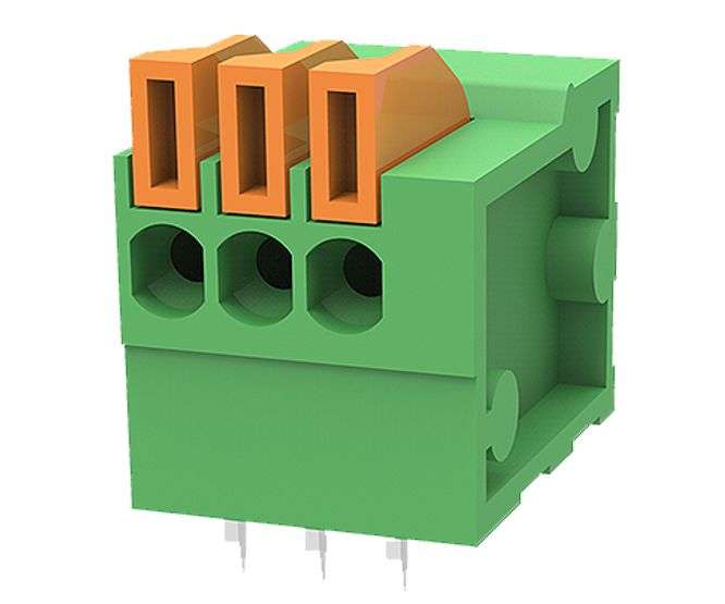 SPRING LOADED TERMINAL BLOCK R/A 3W 2.54 PRESS DG141R-2.54-03P-14-00AH