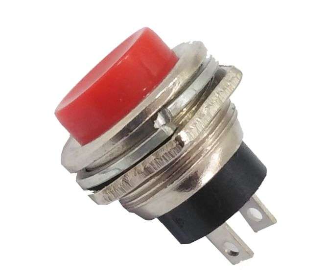 PUSH BUTTON SWITCH N.O. SPST 3A RED M16 D=19mm DS-212-RD