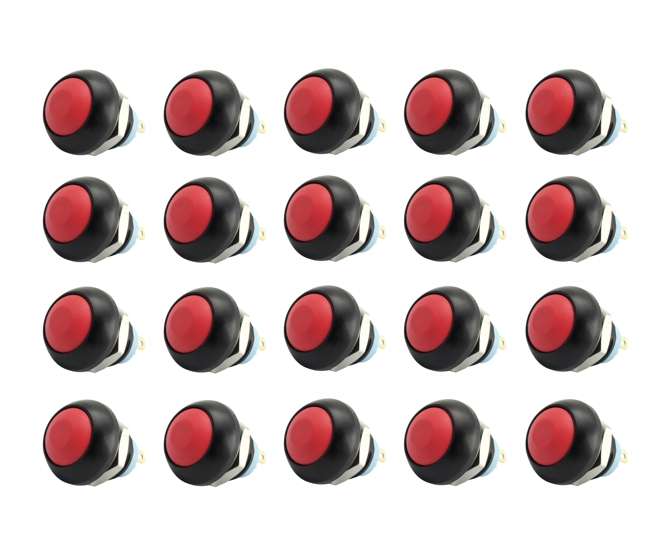 M12 P/BUTTON SWITCH N.O. SPST RED IP67 - 50P/BOX DS-12B-RED