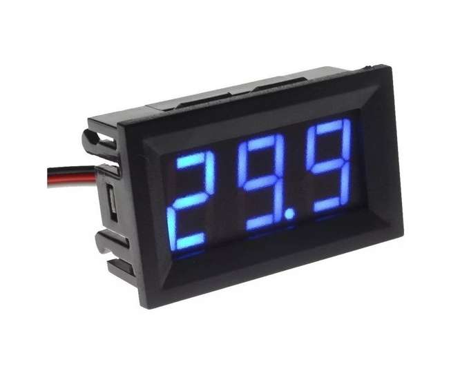 PANEL MOUNT DC VOLTMETER BLUE 5-30VDC  DSN-DVML-568-2-BL / 200253