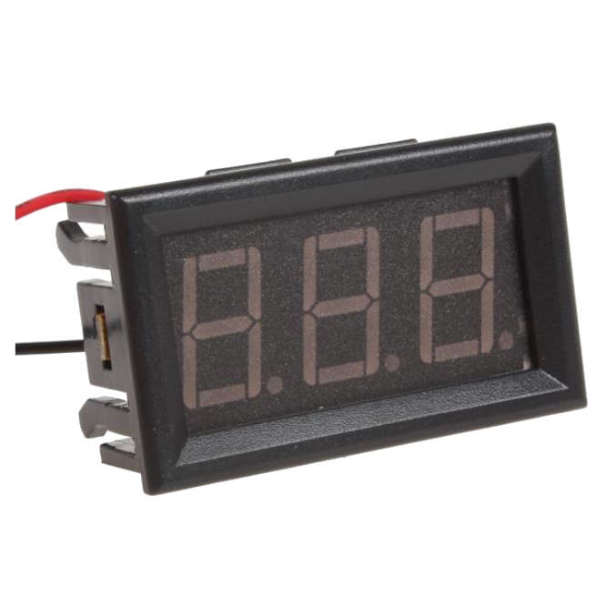 PANEL MOUNT DC VOLTMETER RED 4.5-30VDC DSN-DVML-568-2-RD