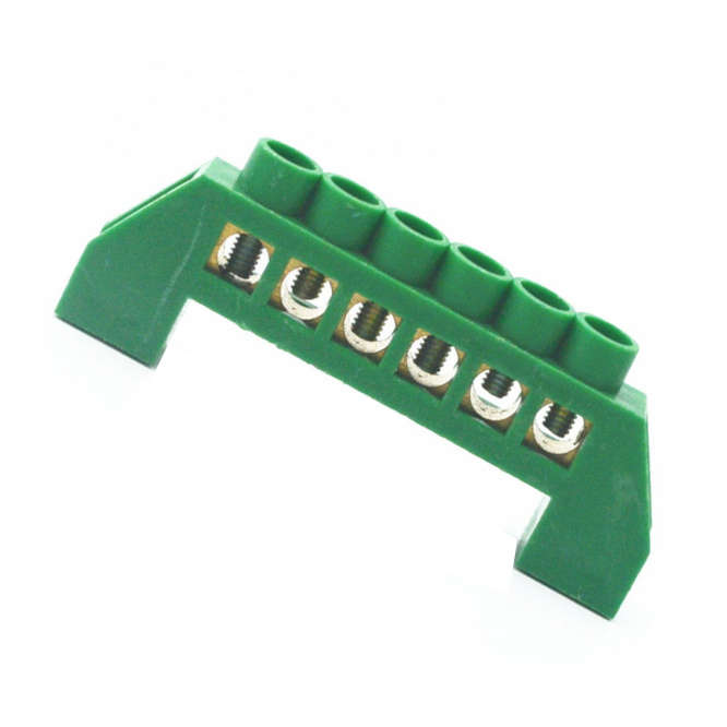 EARTH BUSBAR GREEN 100A 6P 8x12 INSULATED EB-KS006-100A-6P-G