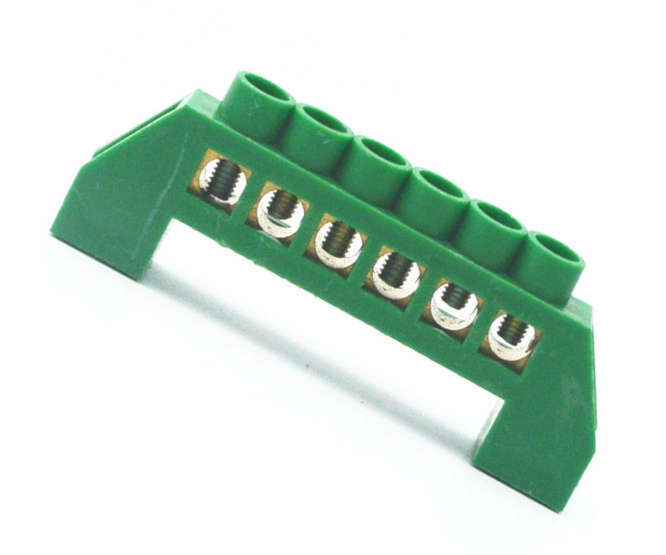 EARTH BAR TERMINAL 63A 6-POLE GREEN P/MOUNT EB-KS006-63A-6P-G