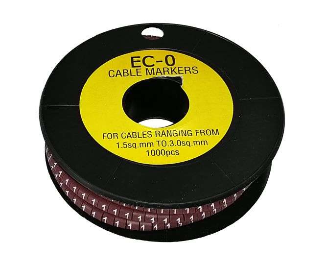 CABLE MARKER 1 BROWN OD 1.5 - 3mm2 EC-TYPE 190560(EC-0-1)