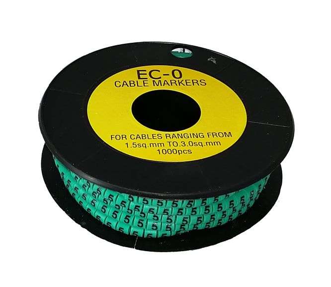 CABLE MARKER 5 GREEN OD 1.5 - 3mm2 EC-TYPE 190560(EC-0-5)
