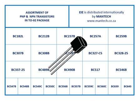 ASSORTMENT OF BC TO92 TRANSISTORS EIE39-0001-01