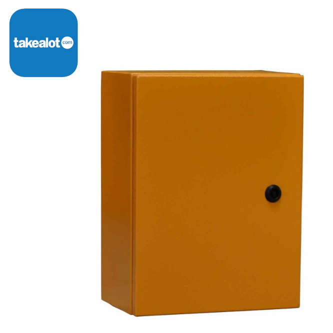 STEEL ENCLOSURE ORANGE LOCKABLE 1-KEY HOLE 700x500x250mm ENCL-BJS1-75/250 (TAL-DBN)