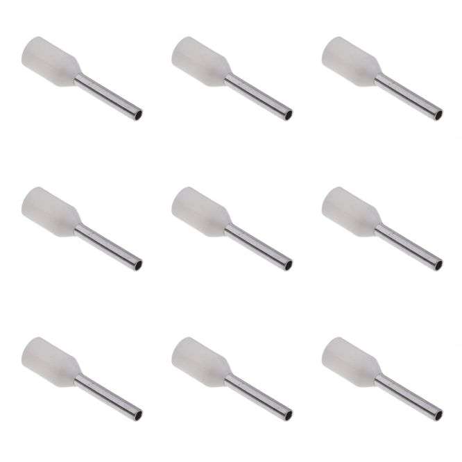 BOOT LACE FERRULE TERMINAL WHITE 0.5mm L=8mm 1K/BAG EVN0508(1)