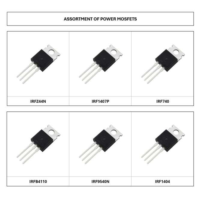 ASSORTMENT OF POWER MOSFETS IN TO220 PACKAGE 5-EACH AS-FET-POWER-1A