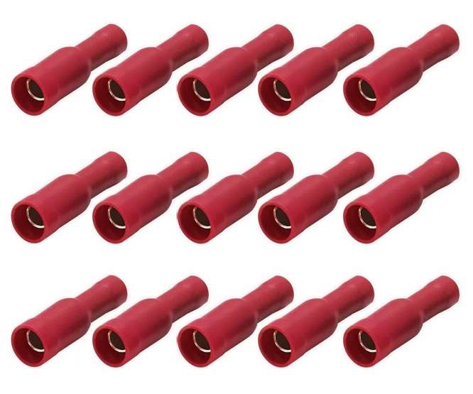 BULLET INSULATED SOCKET TERMINAL 4mm RED -1K/BAG FRD1.25-156