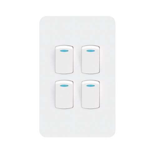 LIGHT SWITCH 4 LEVER 1WAY 16A 250V 2x4 G NEW3-N00700