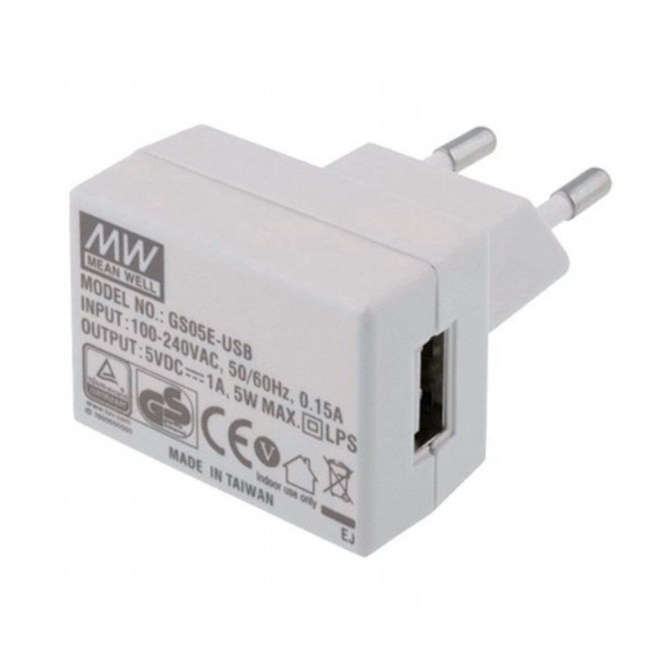 POWER SUPPLY W/M I=220 O=5V 1A USB-TYPE-A GS05E-USB