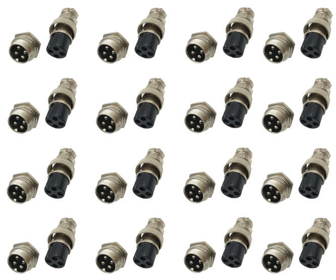 M16 4W MINI-MIC-PLUG AND SOCKET CONNECTOR SET - 100pcs/BAG GX16-A-4PS