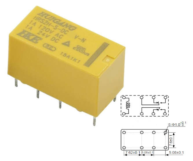 RELAY DPDT 1A 12VDC RECT 8PIN HRS2H-S-DC12V-T