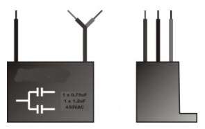 CAPACITOR C/FAN 0.75uF+1.25uF 450VAC  MAC0.75M+1.25M450VK / 19...