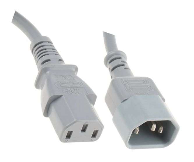 C13 SOCKET - C14 PLUG IEC POWER LEAD GREY - 1.2m PC-MAEMICCIC073GY1.2