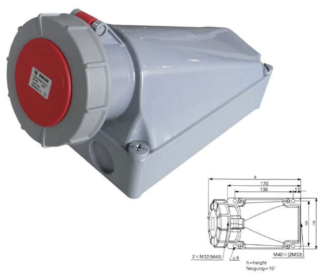 84mm INDUSTRIAL SOCKET WALL 125A 3P+N+E 380V IP67 IPS-CE-1452