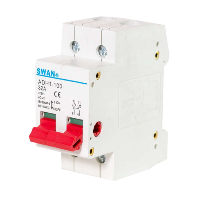 ISOLATOR 2 POLE 32A DIN RAIL IS-ADH1-100-232