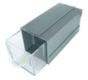 DRAWER 1U 2-COMPART GREY/CLEAR 50x50x115mm 1D
