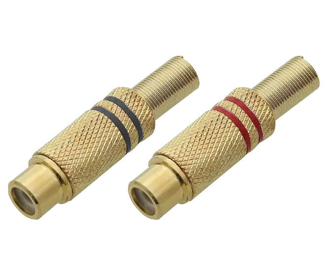 SET RCA SOCKET IN-LINE METAL GOLD RED & BLACK JR3808-RED/BLACK
