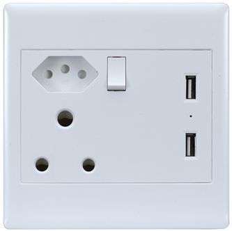 SLIMLINE WALL SOCKET 126x126 WITH 2 x USB JZ-ZA-002