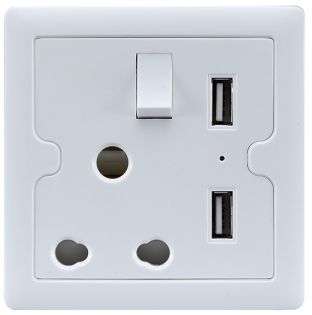 SINGLE WALL SOCKET 86x86 WITH 2 x USB JZ-ZA-003